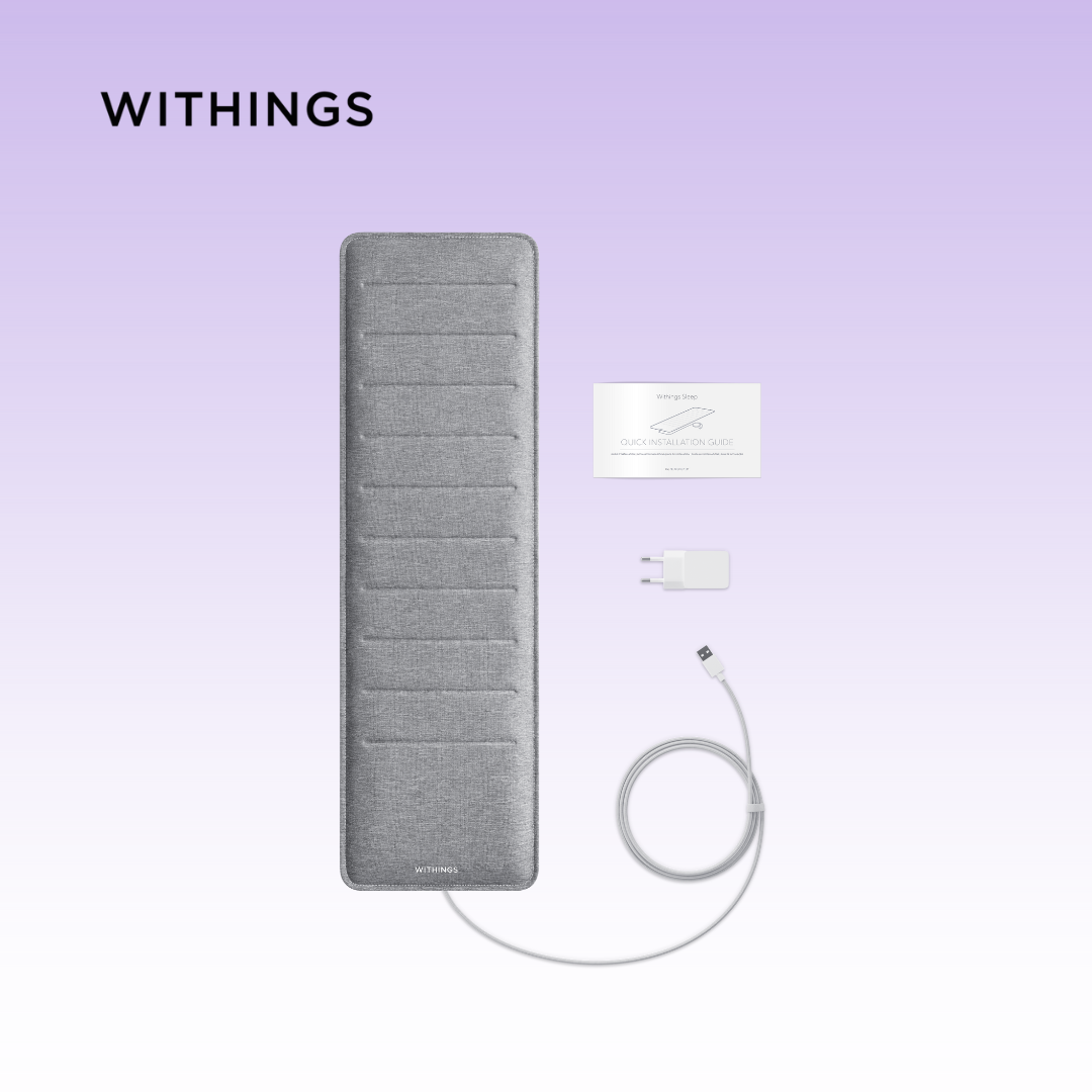 Zeus Withings Sleep Analyzer device showing sensors and sleek design on a white background for sleep monitoring.